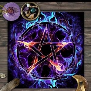 Mystical Purple and Blue Pentagram Wall Art